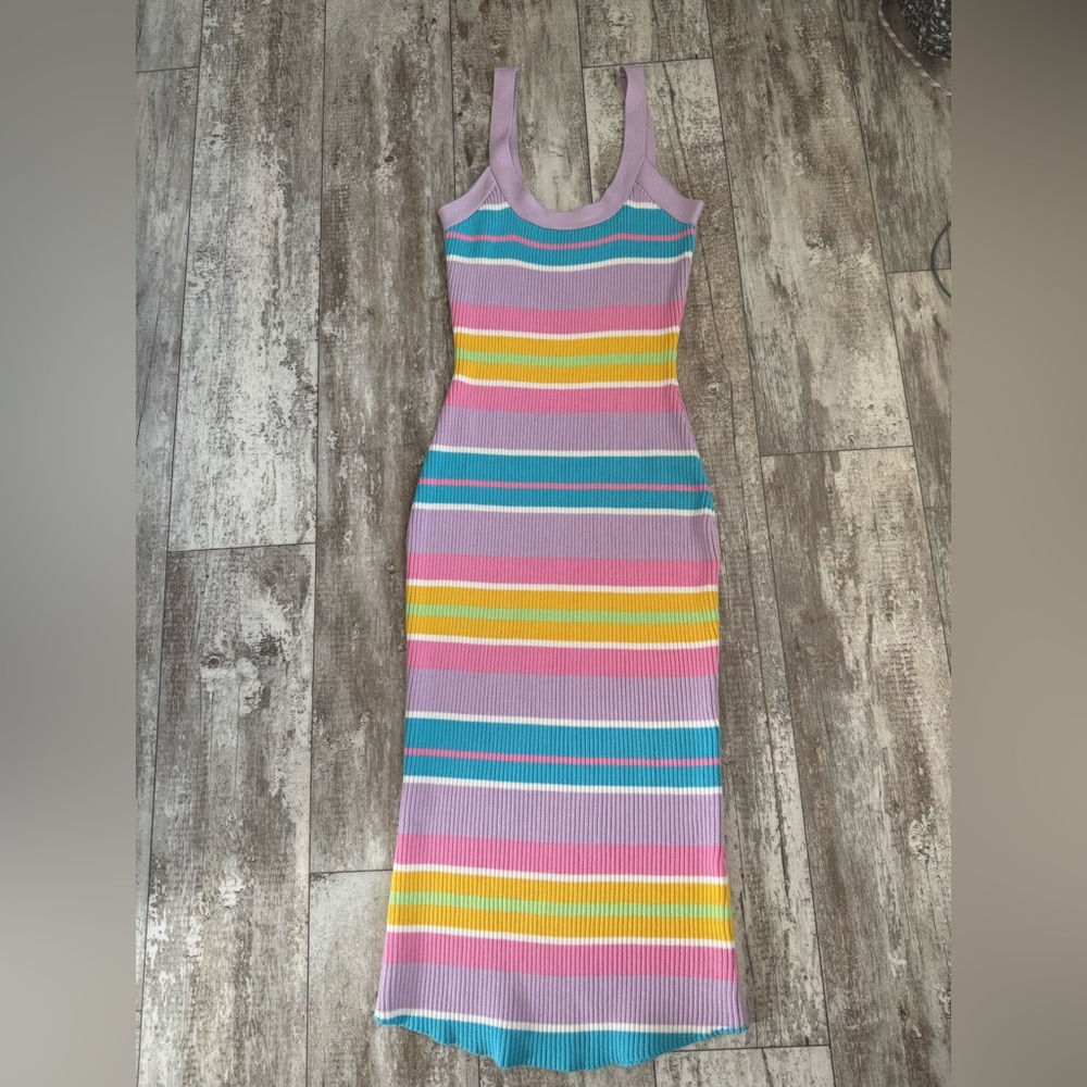 OLIVIA RUBIN Knitted Striped Bright Brittany Dress Size Large $338